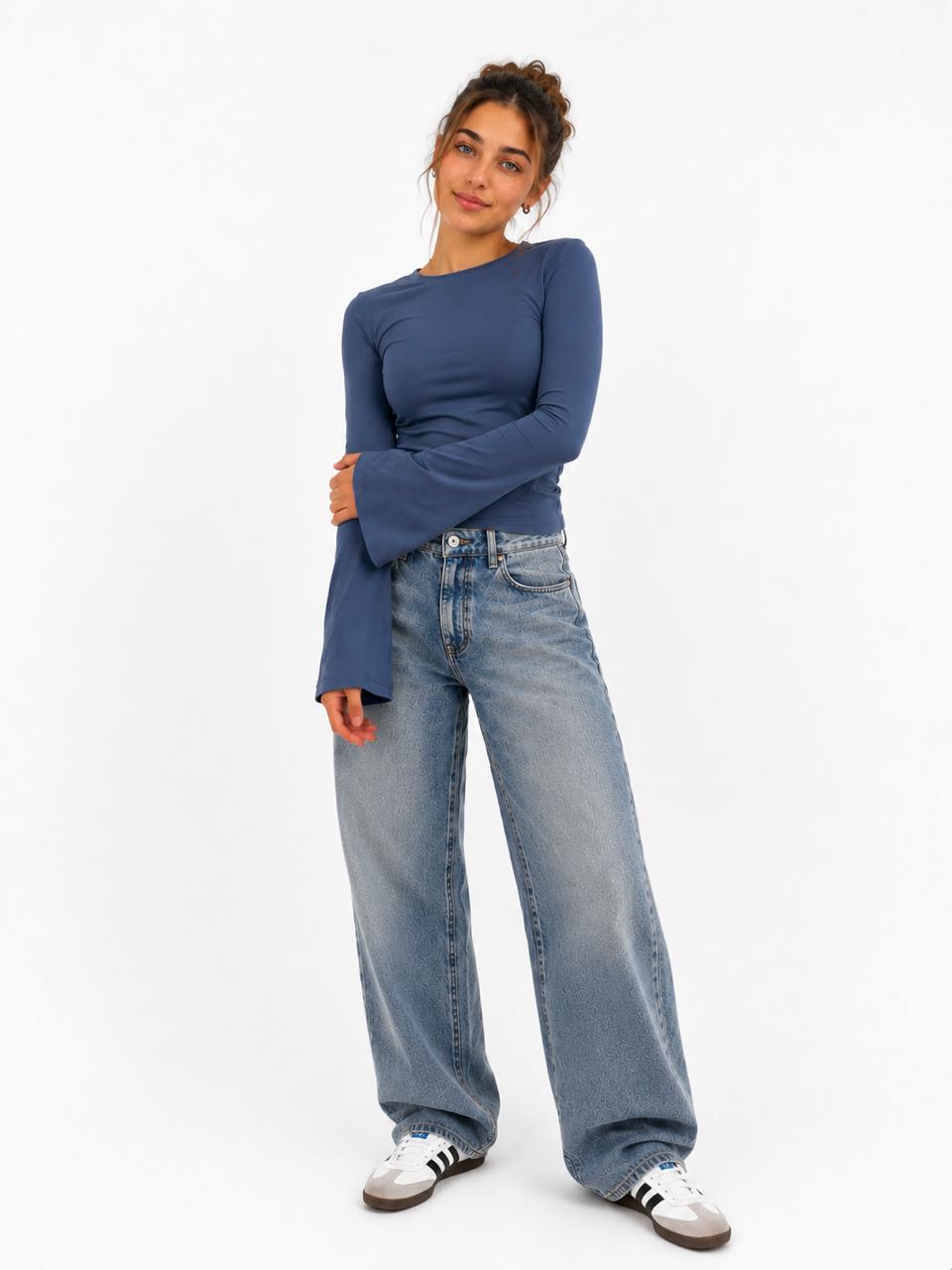 Flare Sleeve Fitted Top