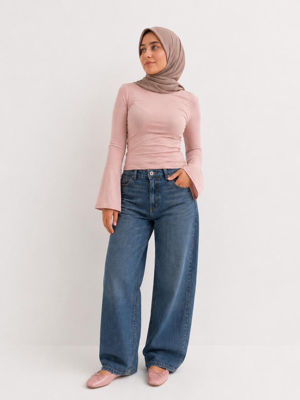 Flare Sleeve Fitted Top