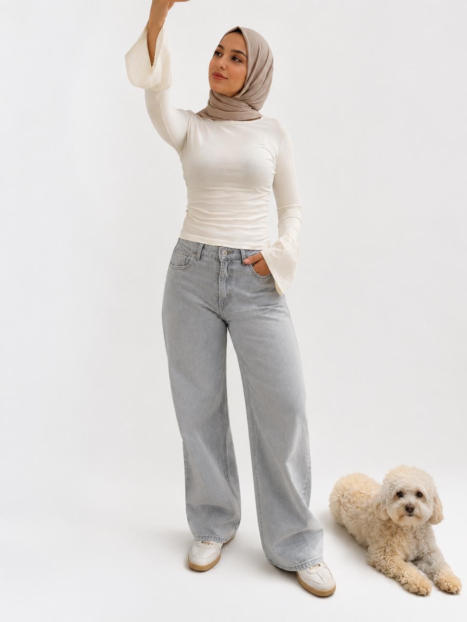 Flare Sleeve Fitted Top